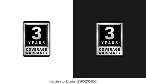 3 years warranty label or 3 years warranty sign vector isolated in flat style. The best 3 years warranty label for product packaging design element and more.