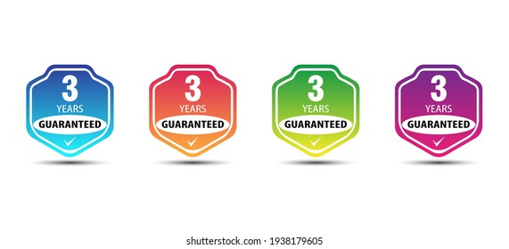 3 years warranty logo badge with gradient colors. usable for guarantee, genuine and etc