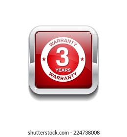 3 Years Warranty Red Vector Icon Button