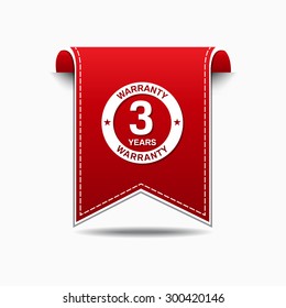 3 Years Warranty Red Vector Icon Design