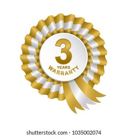 3 Years Warranty Seal Icon and Gold Color