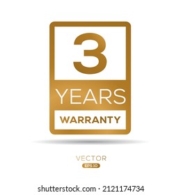 3 years warranty seal stamp, vector label.