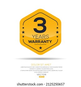 3 years warranty seal stamp, vector label. - Shutterstock ID 2125250657