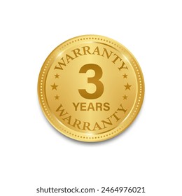 3 Years Warranty. Warranty Sign. Vector Illustration Isolated on White Background. 