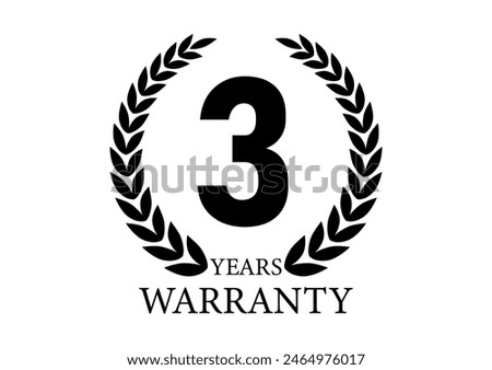 3 Years Warranty. Warranty Sign. Vector Illustration Isolated on White Background. 