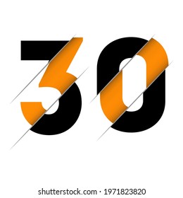 30 3 0 Number Logo Design with a Creative Cut and Black Circle Background. Creative logo design.