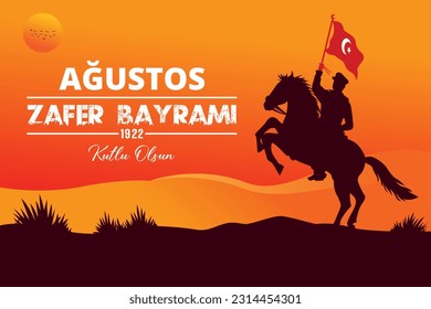 30 agustos celebration Zafer bayrami lettering card with flag.