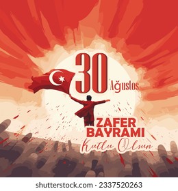 30 agustos Zafer Bayrami (30 de agosto, tarjeta de celebración del Día de la Victoria en Turquía)