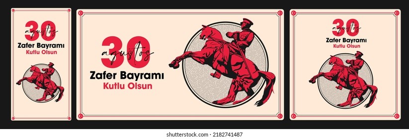 30 Agustos Zafer Bayrami Kutlu Olsun. August 30 celebration of victory and the National Day in Turkey. Greeting card template.