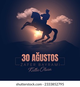 Agustos zafer Bayrami kutlu olsun. Traducción al inglés: Feliz 30 de agosto, Día de la Victoria en Turquía. Vector, Ilustración.