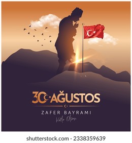 30 Agustos Zafer Bayrami kutlu olsun. English Translation: Happy August 30 Victory Day in Turkey. Vector, Illustration. Typography Design.