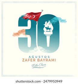 30 Agustos Zafer Bayrami kutlu olsun. English Translation: Happy August 30 Victory Day in Turkey. Vector, Illustration. Typography Design.