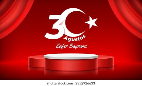 30 Agustos Zafer Bayrami Podium with Red Curtain Background