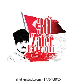Ilustración vectorial de agustos zafer bayrami. (30 de agosto, tarjeta de celebración del Día de la Victoria en Turquía).