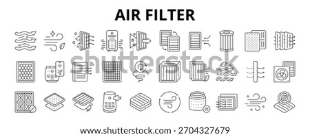 30 Air Filter Line Icons Vector - Dust Filter, HEPA, Sensor, Vent, Odor, Air Cleaner, Carbon Filter