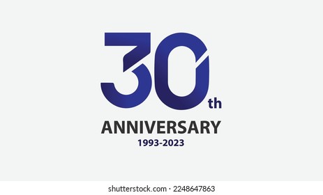 30 Jubiläum blaues Design, Schriftzeichen.