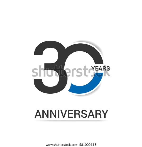 30 Anniversary  Logo Celebration,\
Black and Blue Flat Design Isolated on White\
Background