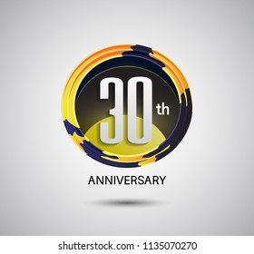 30 anniversary yellow circle abctract color logotype style for celebration event