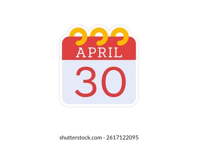 30 April month single day vector, illustration, calendar with lavender, red, mustard and white color background calendar April 30