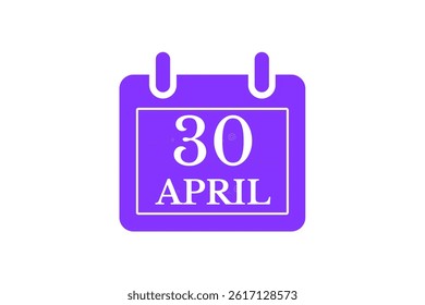 30 April month single day vector, illustration, calendar with blue, and white color background calendar April 30