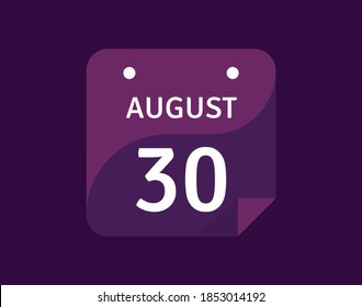 30 August, August 30 icon Single Day Calendar Vector illustration