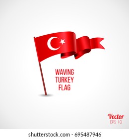 30 August. Turkey victory day Zafer Bayrami greeting card. Turkish waving flags with firework and confetti, ballons isolated on white background. Patriotic Symbolic background Vector illustration