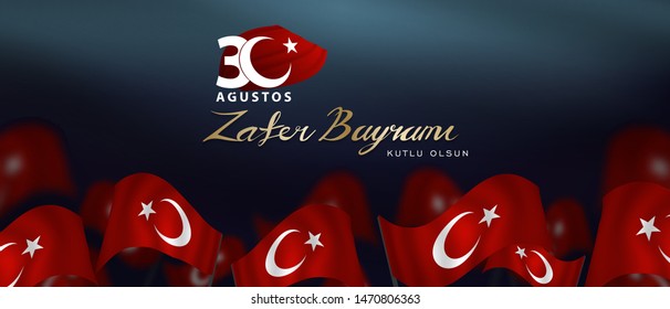 30 August, Victory Day in Turkey, (30 agustos, zafer bayrami.)  Billboard, Poster, Social Media, Greeting Card template vector illustration.