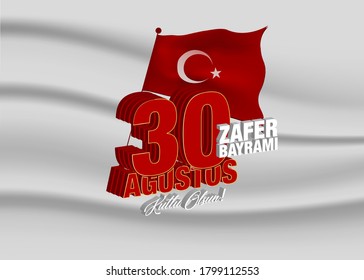 30 August Zafer Bayrami Victory Day Turkey. Translation: August 30 celebration of victory and the National Day in Turkey. (Turkish: 30 Agustos Zafer Bayrami Kutlu Olsun) Greeting card template.