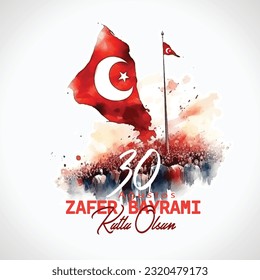 30 de agosto, Día de la Victoria de Zafer Bayrami en Turquía. Traducción: Celebración de la victoria el 30 de agosto y el Día Nacional en Turquía.