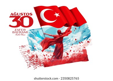 30 de agosto, zafer bayrami Victory Day Turquía. Traducción: Celebración de la victoria el 30 de agosto y el Día Nacional en Turquía. ilustración vectorial de la república de celebración 30 Ağustos Zafer Bayramı
