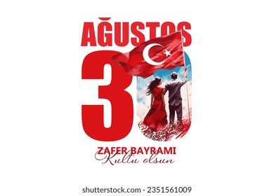 30 de agosto, zafer bayrami Victory Day Turquía. Traducción: Celebración de la victoria el 30 de agosto y el Día Nacional en Turquía. ilustración vectorial de la república de celebración 30 Ağustos Zafer Bayramı