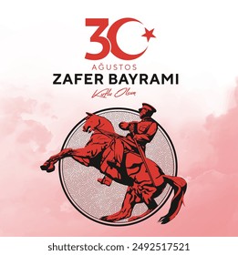 30. August Zafer Bayrami Sieg Tag Türkei. Übersetzung: 30. August Feier des Sieges und der Nationalfeiertag in der Türkei. (30 Agustos Zafer Bayrami Kutlu Olsun) Vektorillustration Vorlage.