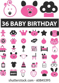 30 baby birthday signs. vector