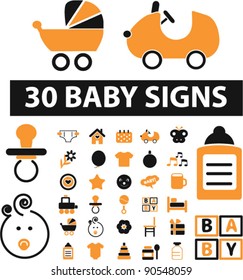 30 baby icons set, signs, vector illustration