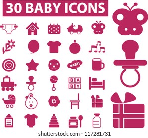 30 baby icons set, vector