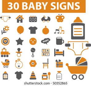 30 baby signs. vector