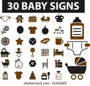 30 baby signs. vector