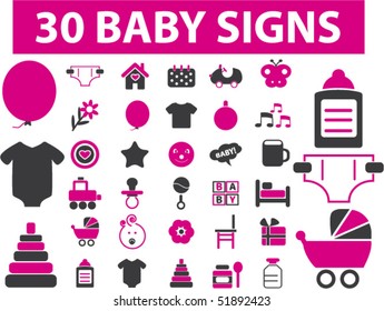 30 baby signs. vector