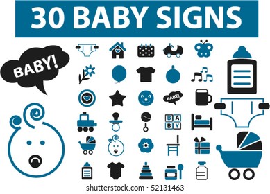 30 baby signs. vector