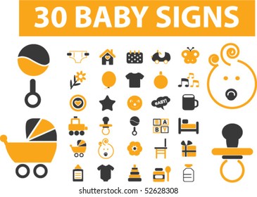 30 baby signs. Vector