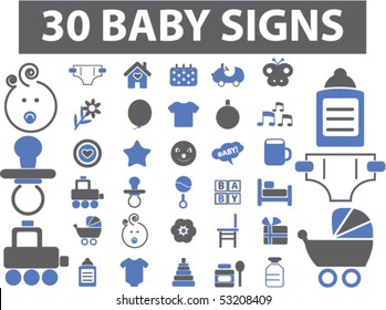 30 baby signs. vector