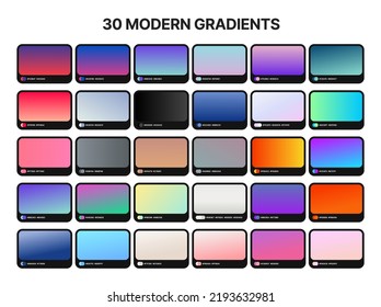 30 best gradient backgrounds. Gradient backgrounds with color codes. Vector abstract background.