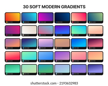 30 best gradient backgrounds. Gradient backgrounds with color codes. Vector abstract background.