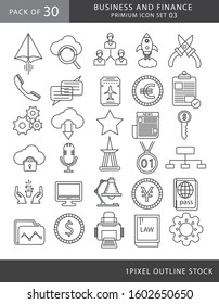 30 Business and finance line icon set flat design