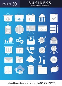 30 business icon set with white color flat design