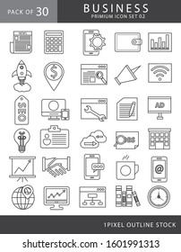 30 business line icon set with Gray color flat design