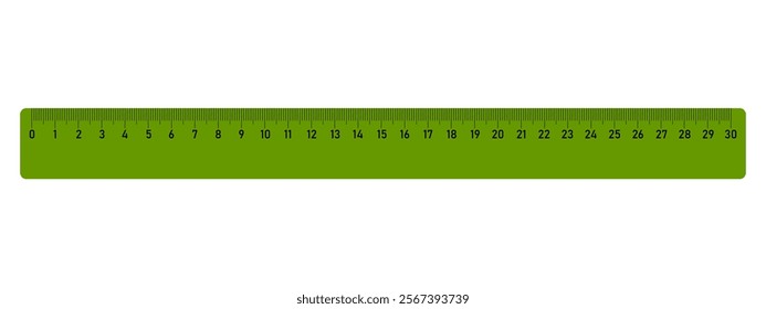 30 centimeters ruler measurement tool with numbers scale. realistic school measuring rulers in flat style