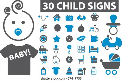 30 child & baby signs. vector