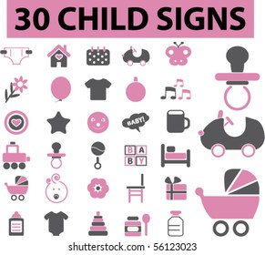 30 child signs. vector