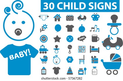 30 child signs. vector